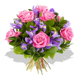 Розы в ирисах Розы в ирисах