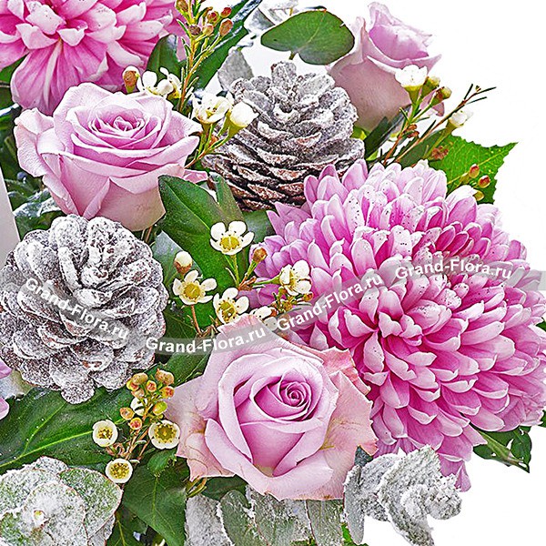 Сиреневая дымка - букет из хризантем и роз