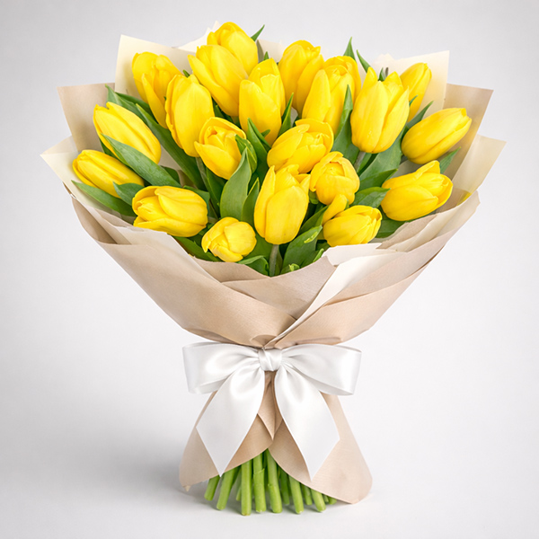 

Тюльпаны Гранд Флора, Лучик солнца - букет из желтых тюльпанов