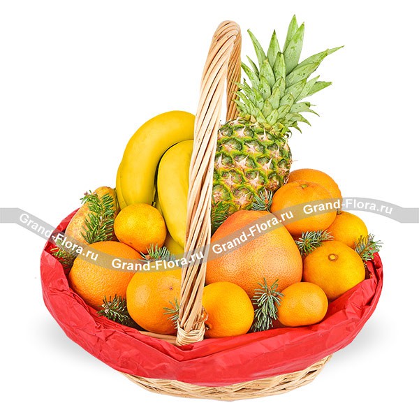 Витаминный год - корзина с мандаринами и грушами