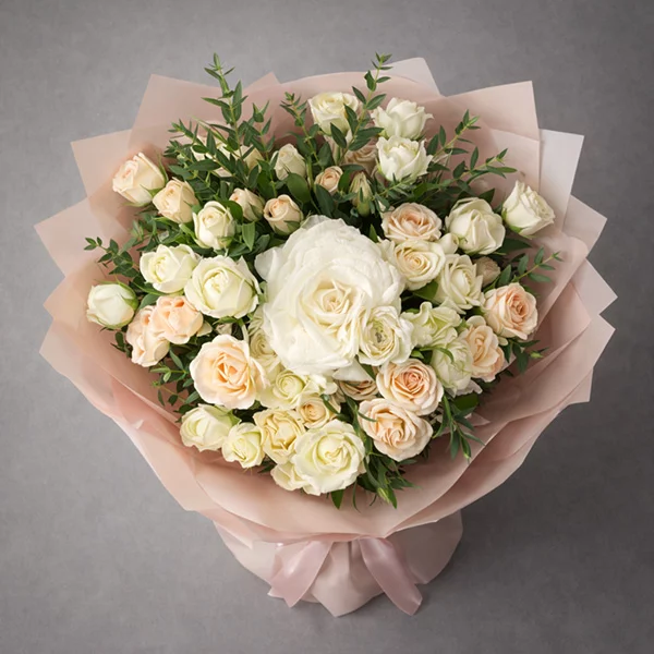 Моей лучшей - нежный букет из кустовых роз 