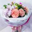 Цветочное мороженое - букет с гвоздиками, розами, хризантемой 2