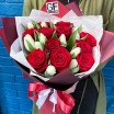 Видео обзор букета Серьезные намерения - букет из белых тюльпанов и красных роз
